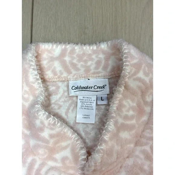 Vintage Coldwater Creek‎ Pink Fleece Button Jacket L Floral Print USA Made - Picture 4 of 7